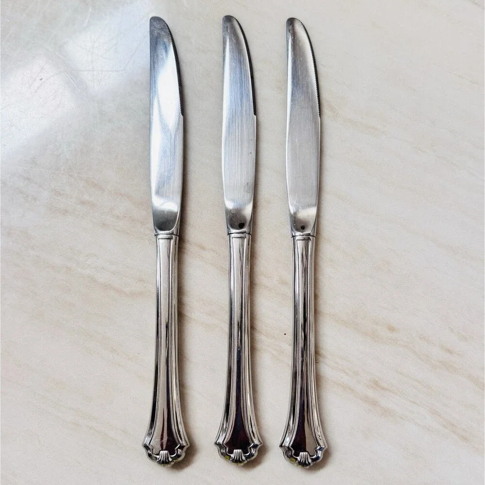 3pc ONEIDA Midtowne Stainless Dinner Knife 9” Hollow Glossy USA
